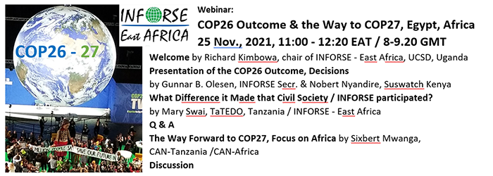 Climate COP26 Outcome & the Way to COP27 in Egypt, Africa webinar nov 25 2021