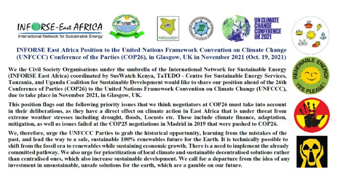 INFORSE East Africa Position to COP26