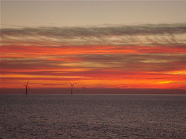 sunset with windmills