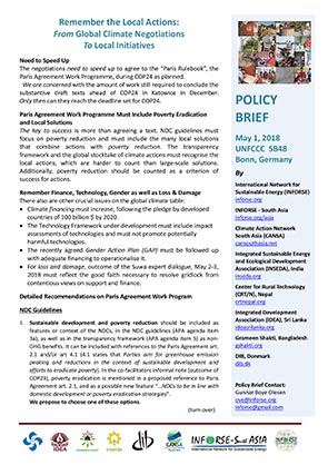 UNFCCC Policy Brief  May 1 2018
