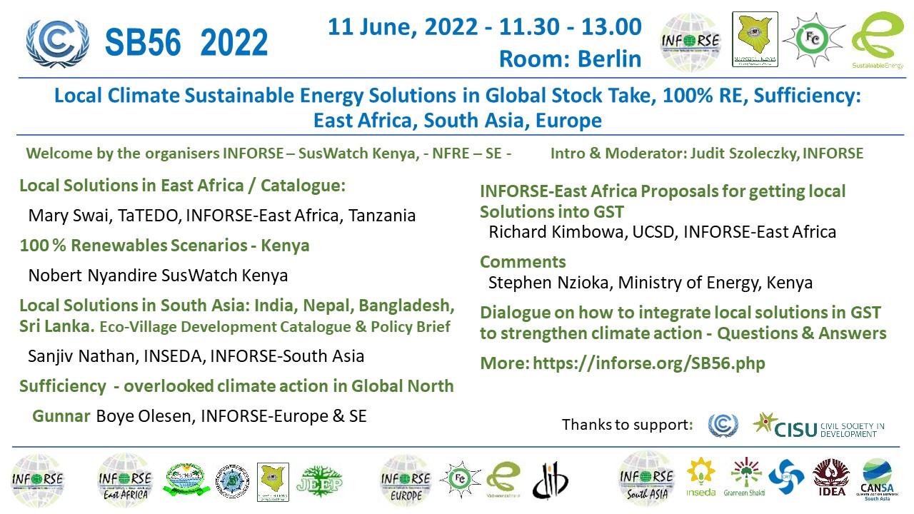 UNFCCC:SB56 INFORSE side event on June 11 2022